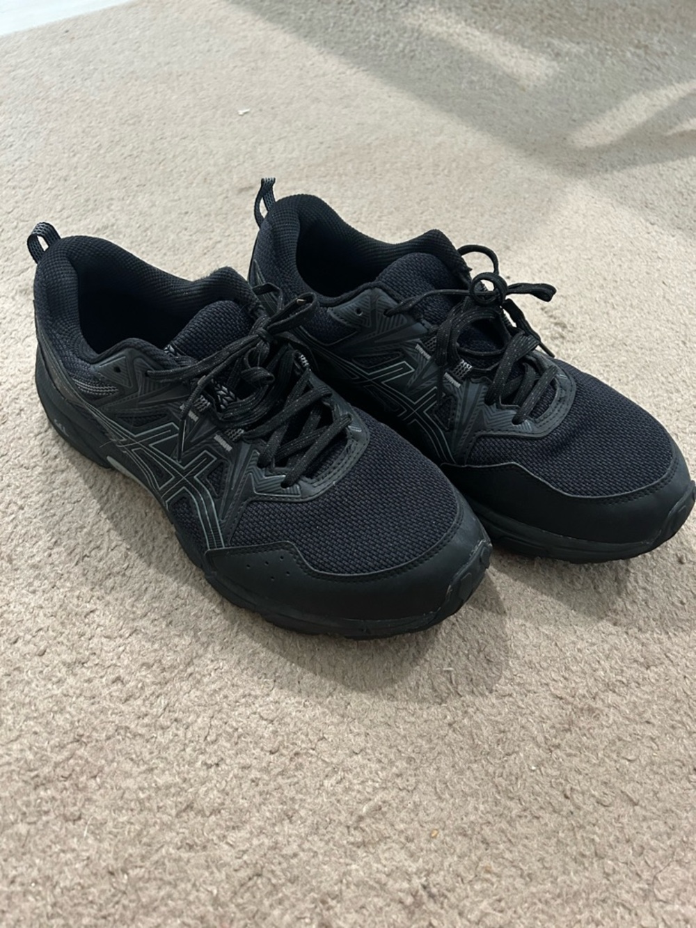 Asics Black Mens Athletic Lace-Up Sneakers
